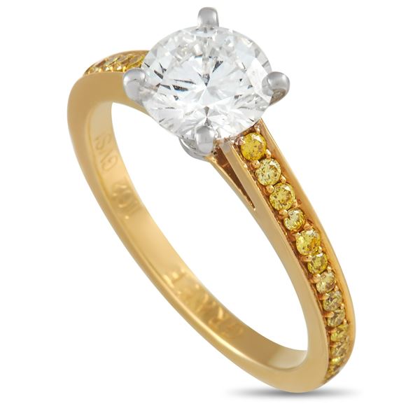 Graff 18K Yellow Gold 1.27 ct Yellow and White Diamond Ring