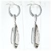 Image 4 : 14K White Gold Smoky Quartz & .48 ctw Diamond Halo Day Night Hoop Dangle Earring