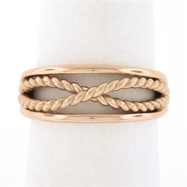 NEW 14k Rose Gold Polished Twisted Gold Wire Infinity Stackable Band Ring