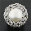 Image 2 : Large Vintage Handmade Platinum 14mm Pearl w/ 6.57 ctw Diamond Wire Work Dome Ri