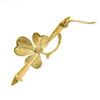 Image 3 : 15k Gold Seed Pearl Matte Pastel Green & Pink Enamel Clover Leaf Brooch Pin