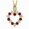 Image 2 : Mayors 14K Gold Alternating Diamond & Ruby Small Open Heart Pendant & 16 Chain