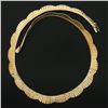 Image 5 : Vintage 18K Gold 17" Bezel Diamond Wide Textured Flared Wavy Link Chain Necklace