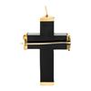 Image 3 : Antique Victorian Large Black Jet Cross w/ 10k Gold End Caps Pin Brooch Pendant