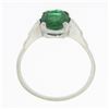 Image 8 : Antique 14k White Gold 1.64 ctw Oval Prong Set Emerald Step Sides Solitaire Ring