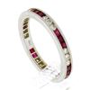 Image 9 : 18k White Gold 1.02 ctw Round Diamond & Square Ruby Milgrain Eternity Band Ring