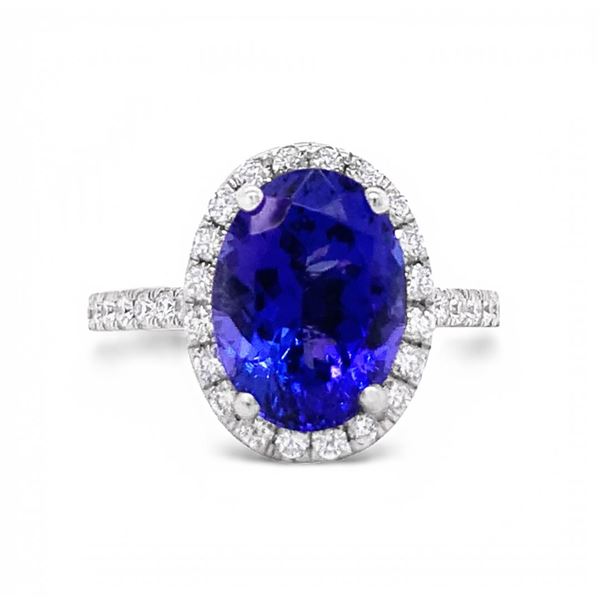 3.78 ctw Tanzanite and 0.50 ctw Diamond 18K White Gold Ring