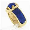 Image 8 : Vintage 18K Yellow Gold Royal Blue Enamel w/ Textured Gold Work Buckle Band Ring