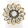 Image 1 : Vintage 14k TT Gold 1.10 ctw Round Diamond Flower Cluster Platter Cocktail Ring