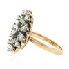 Image 5 : Vintage 14k TT Gold 1.10 ctw Round Diamond Flower Cluster Platter Cocktail Ring