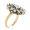 Image 9 : Vintage 14k TT Gold 1.10 ctw Round Diamond Flower Cluster Platter Cocktail Ring