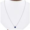 Image 1 : 14k White Gold 0.78 ctw Round Prong Sapphire Solitaire Pendant Chain Necklace
