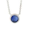 Image 6 : 14k White Gold 0.78 ctw Round Prong Sapphire Solitaire Pendant Chain Necklace
