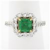 Image 1 : NEW 18k TT Gold 2.51 ctw GIA Colombia Green Emerald w/ Diamond Halo Cocktail Rin