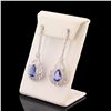 Image 2 : 6.74 ctw Tanzanite and 3.35 ctw Diamond 14K White Gold Dangle Earrings