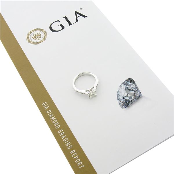 NEW 14k White Gold 1.12 ctw GIA Princess Cut Diamond Solitaire Engagement Ring