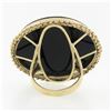Image 6 : Vintage 14K Gold Large Black Onyx Matte Carved Cameo Intaglio Round Platter Ring