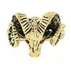 Image 4 : Vintage 14k Gold Detailed Textured 3D Rams Head w/ Pave Set Ruby Eyes Ring