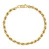 Image 2 : Italian 14k Yellow Gold 6.5 3.9mm Polished Solid Rope Link Chain Bracelet