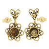 Image 4 : Vintage Victorian Revival 14k Gold Opal Textured Wire Flower Dangle Earrings