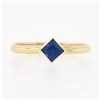 Image 4 : Simple Petite 14k Gold 0.35 ctw Square Step Cut Bezel Set Sapphire Solitaire Rin