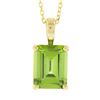 Image 2 : NEW 14k Yellow Gold 2 ctw Emerald Step Cut Peridot Solitaire Pendant & Cable Cha