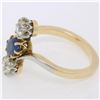 Image 3 : Antique Edwardian 14K Gold Platinum 1.61 ctw Mine Cut Diamond Sapphire Bypass Ri