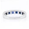 Image 7 : NEW Platinum 1.18 ctw Square Step Cut Sapphire Bezel Set Stack Wedding Band Ring