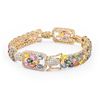 Image 2 : 22.32 ctw MultiColor Sapphire and 1.46 ctw Diamond 14K Yellow Gold Bracelet