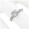 Image 3 : Vintage Platinum 1.14 ctw GIA Round Diamond w/ Baguette Accent Engagement Ring