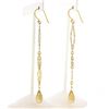 Image 3 : 14K Gold Polished Flat Open Work w/ Briolette Citrine Long Drop Dangle Earrings