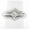 Image 1 : Vintage 14K White Gold 0.62 ctw Diamond Solitaire Engagement & Wedding Ring Set
