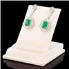 Image 2 : 2.70 ctw Emerald and 0.94 ctw Diamond 18K White Gold Dangle Earrings