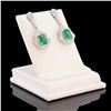 Image 3 : 2.70 ctw Emerald and 0.94 ctw Diamond 18K White Gold Dangle Earrings