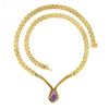 Image 8 : 14k Gold 4.17 ctw Pear Amethyst & Diamond Chevron "V" Panther Link Chain Necklac