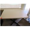 Image 2 : White Table w/ Pedestal Base 42" x 24" x 28"H w/ 3 Stacking Chairs