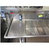 Image 3 : GSW SG18243D Stainless 3-Basin Sink w/ Drainboards 90" x 24" x 45"H
