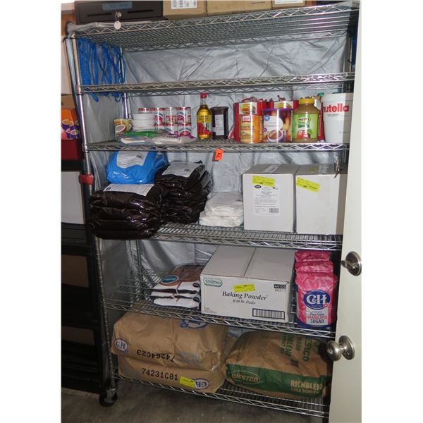 Rolling Metal Mesh Shelving Unit (contents not included)