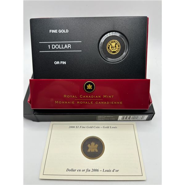 2006 $1 pure gold coin. 1.581 g. Gold Louis. (tax exempt)