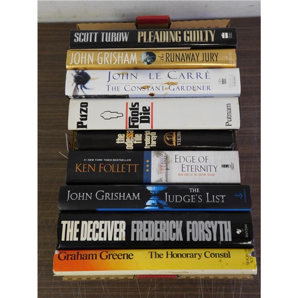 Lot of 9 Hardcover Books John Grisham, Ken Follett, Graham Greene, Etc