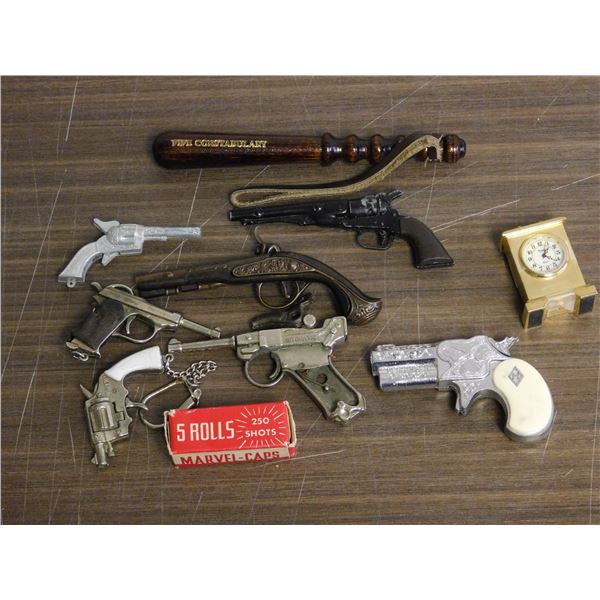 Lot of Small Miniature Cap Guns, Keychains, Pistols