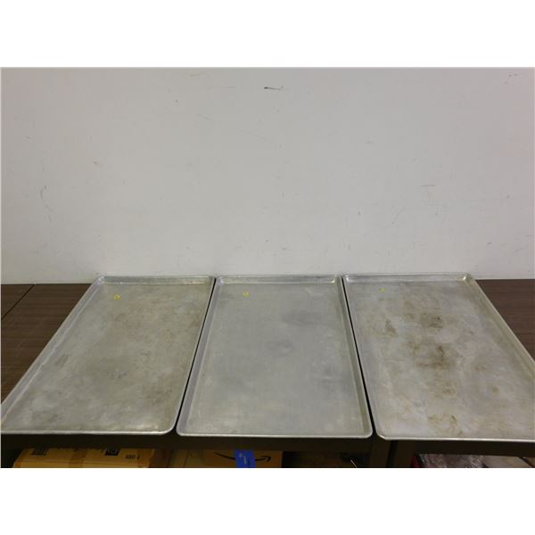 Lot of 3 Large Industrial Commercial Metal Baking / Kitchen Sheets / Trays 18" x 26"