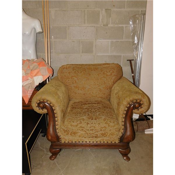 Large Upholstered Armchair Wood Accents