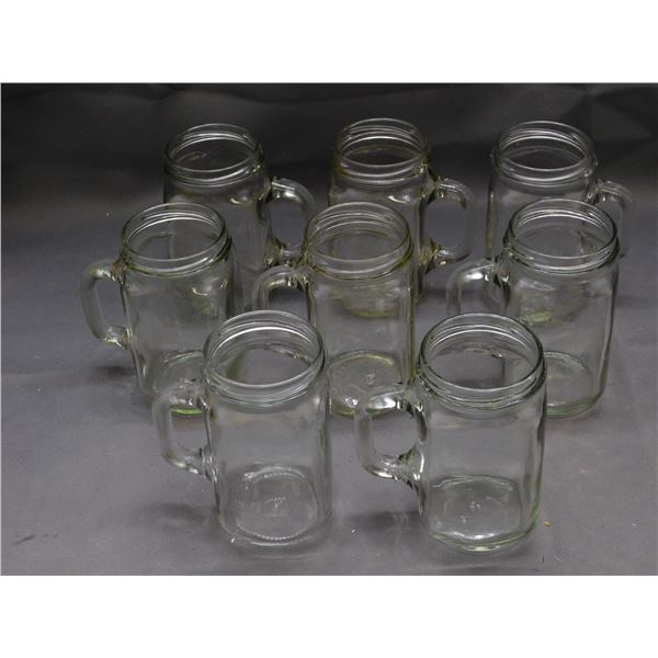Lot of 8 Mason Jar Style Glasses w Handles
