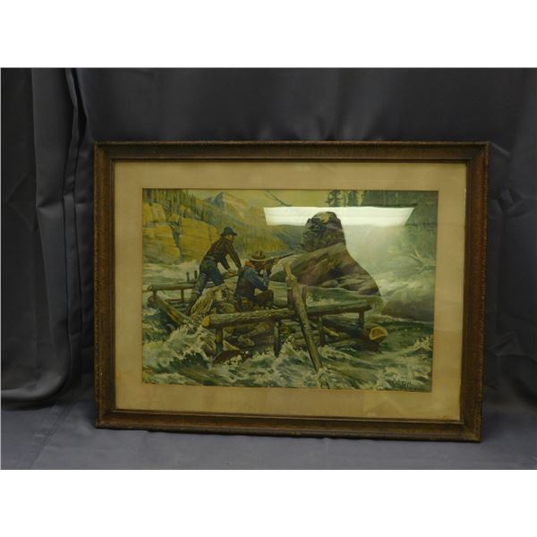 Philip R Goodwine Framed Vintage Art Print Bear Hunting