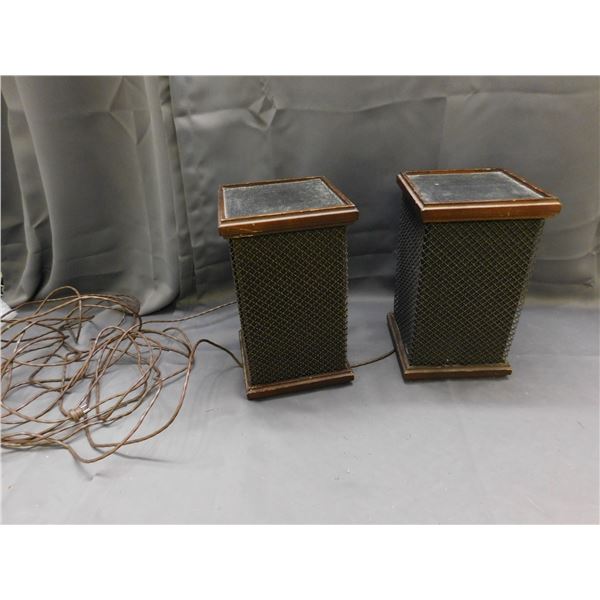 Pair of Electrohome Model E00-110 Walnut Finish Made in Canada Mid Century Stereo Speakers