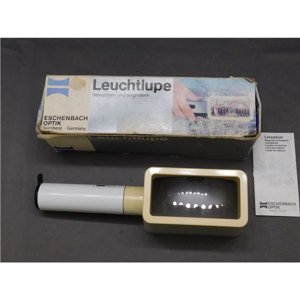German Magnifying Reader w Box Vintage Leuchtlupe