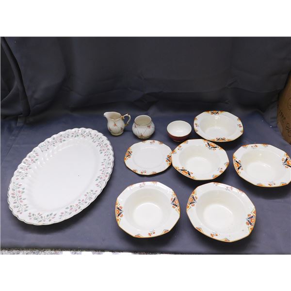 Lot of 10pcs Alfred Meakin Plate & Bowls, Cream and Sugar Sadler, Grimwades Sugar, Staffordshire