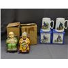 Image 1 : Lot of 4 Seafarers Mini-Tankard Collection Normal Rockwell & Grandma Grandpa Japan Figurines