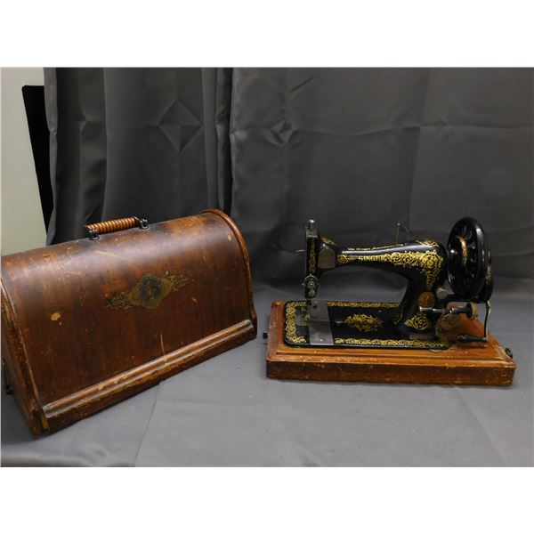 Antique Singer Sewing Machine Model #12326999 Sewing Machine in Wooden Box Late 1800s